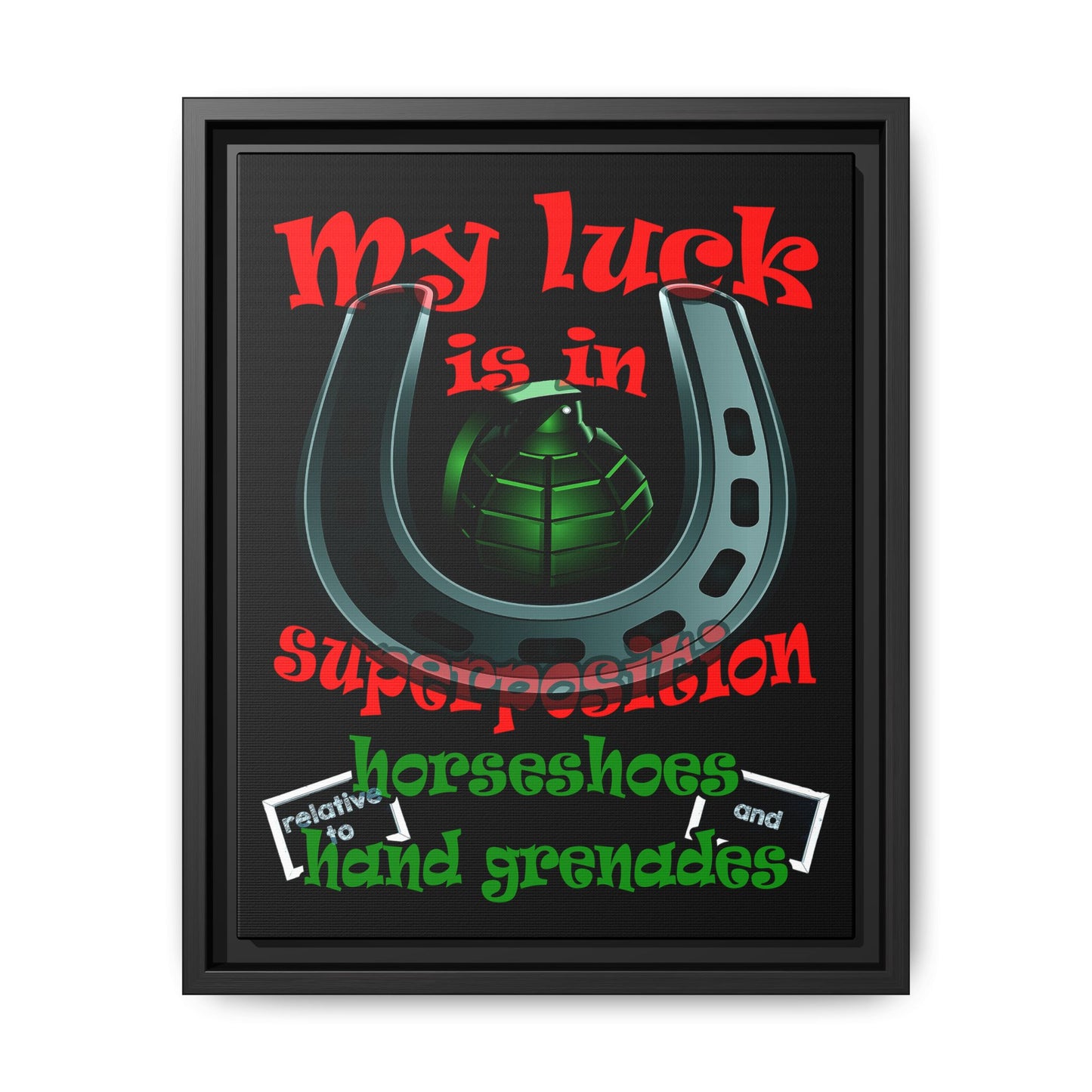 my luck - framed canvas art (black)