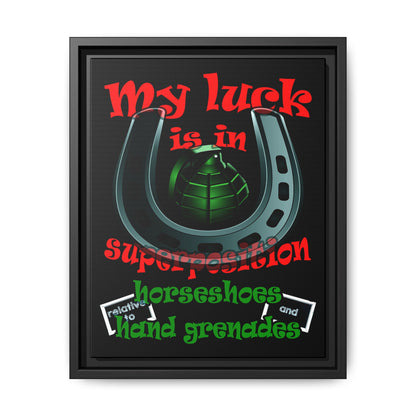 my luck - framed canvas art (black)