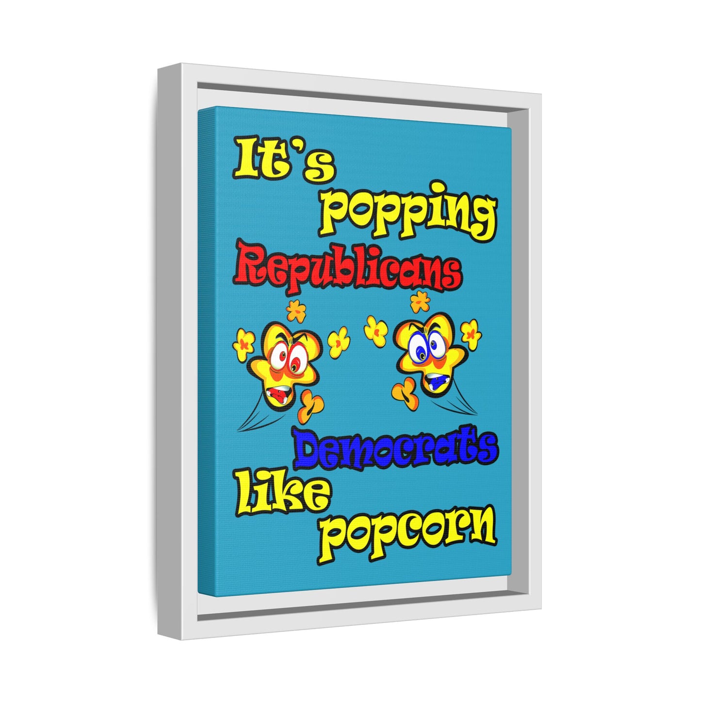 popping like popcorn - framed canvas art (turquoise)