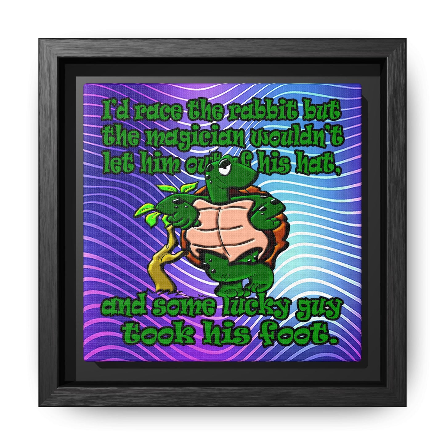 turtle race - framed canvas art (purple wave)