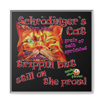 schrodinger's cat - framed canvas art (black)