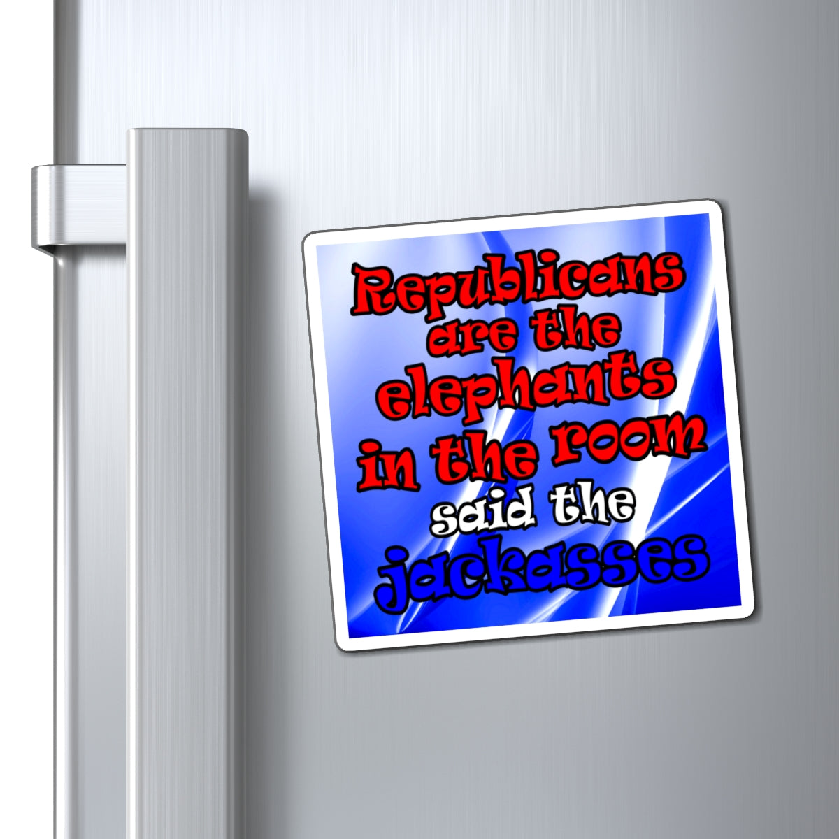 donkeys and elephants - Magnets - (blue-white wave)