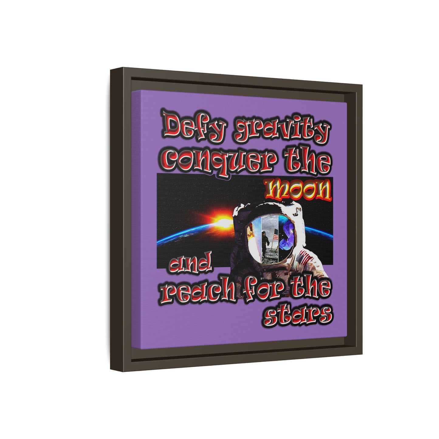 defy conquer reach - framed canvas art (light purple)
