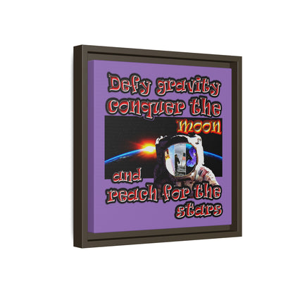 defy conquer reach - framed canvas art (light purple)