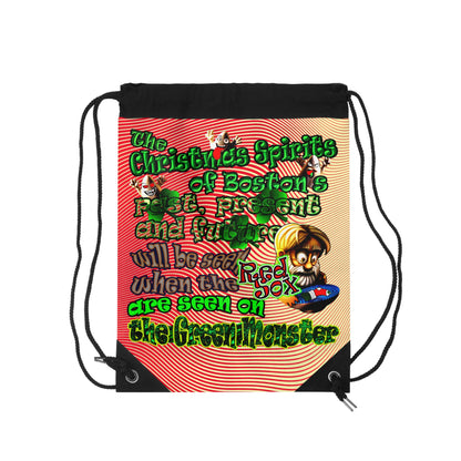 christmas spirits of boston - Drawstring Bag (yellow-orange wave)