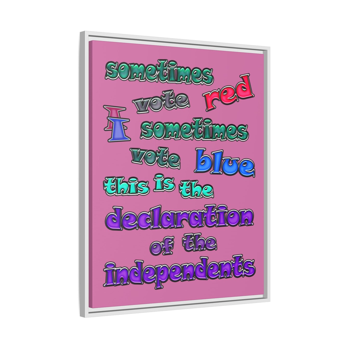 declaration of the independents - framed canvas art (light pink)