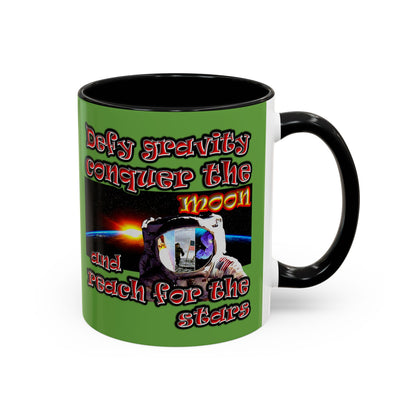defy conquer reach - Accent Mug (green)