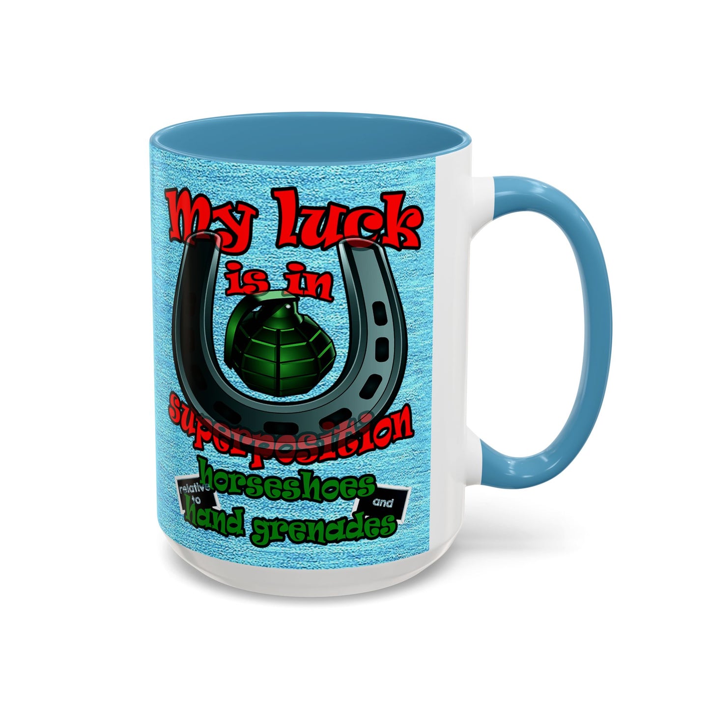 my luck - Accent Mug (faded dark blue)