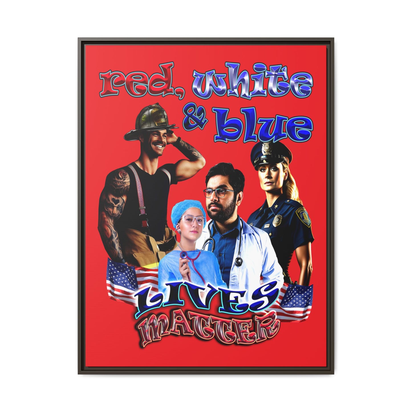 rw&b lives matter - framed canvas art (red)