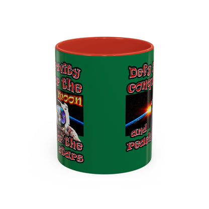 defy conquer reach - Accent Mug (dark green)