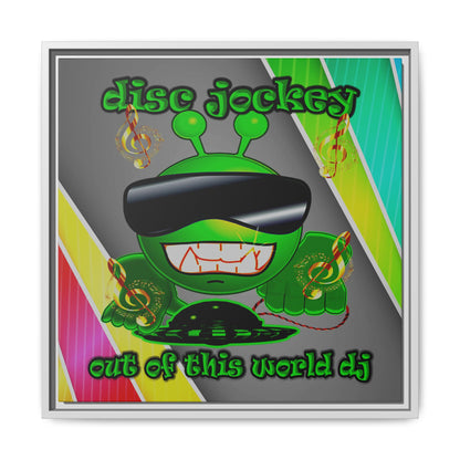 disc jockey - framed canvas art (rainbow split)