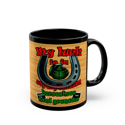my luck - Black Mug (butterscotch wood finish)