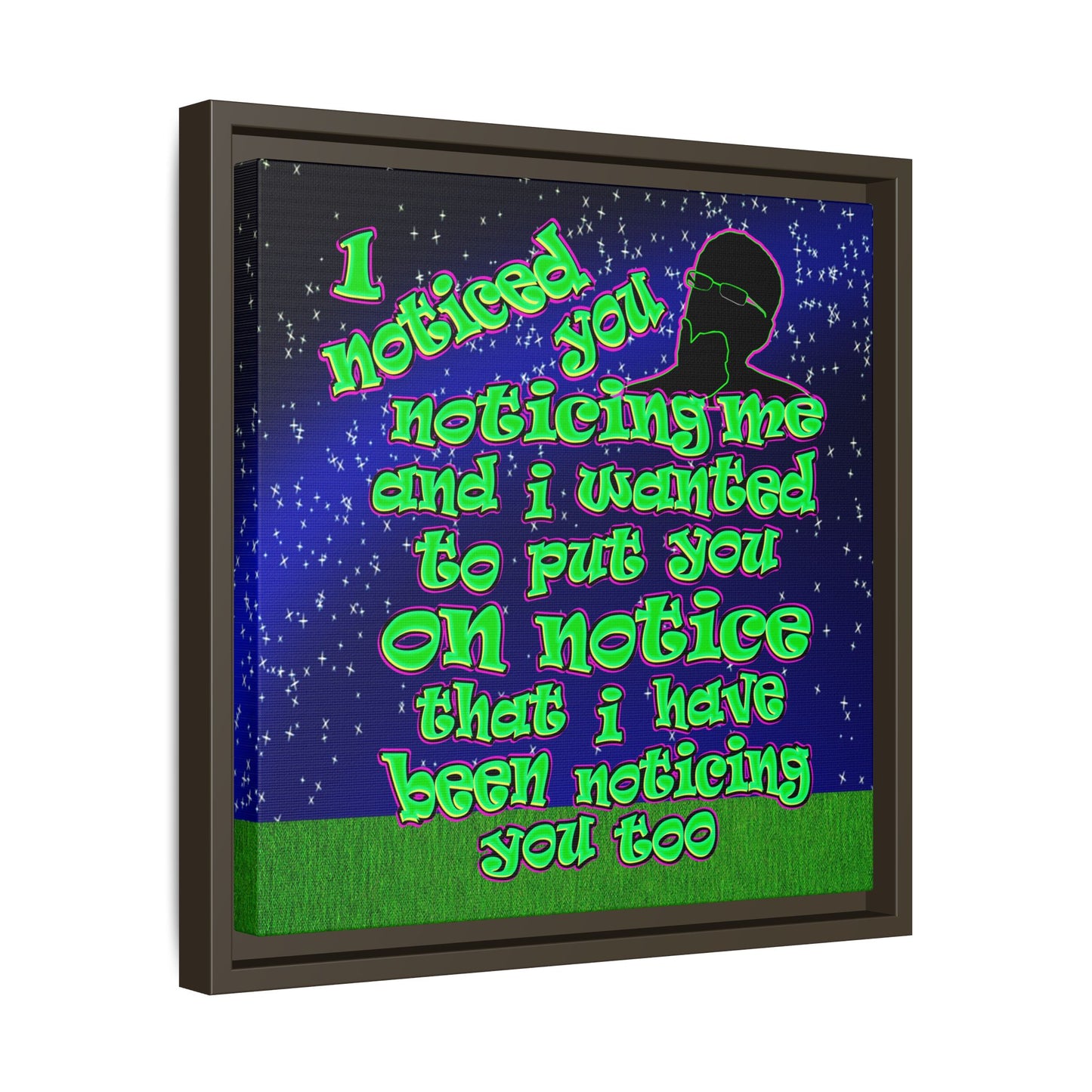noticed you noticing - framed canvas art ('snoops' background)