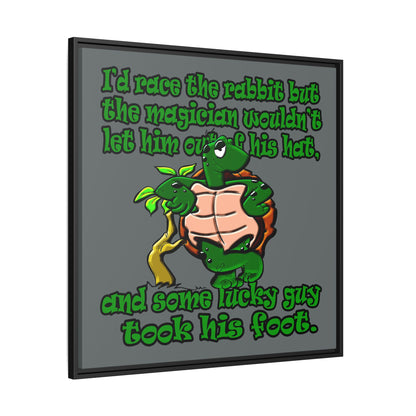 turtle race - framed canvas art (dark grey)