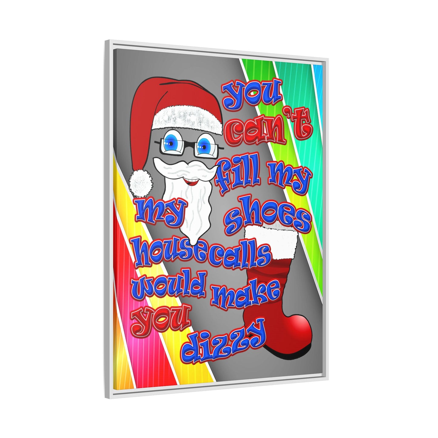 santa's shoes - framed canvas art (rainbow split)