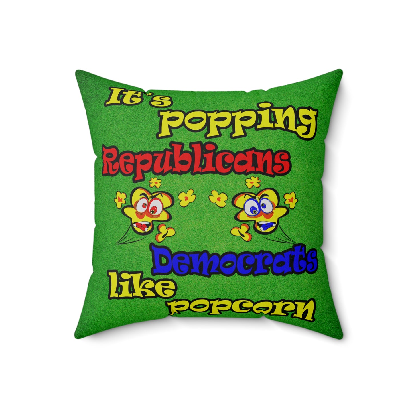popping like popcorn - Spun Polyester Square Pillow - (green turf)