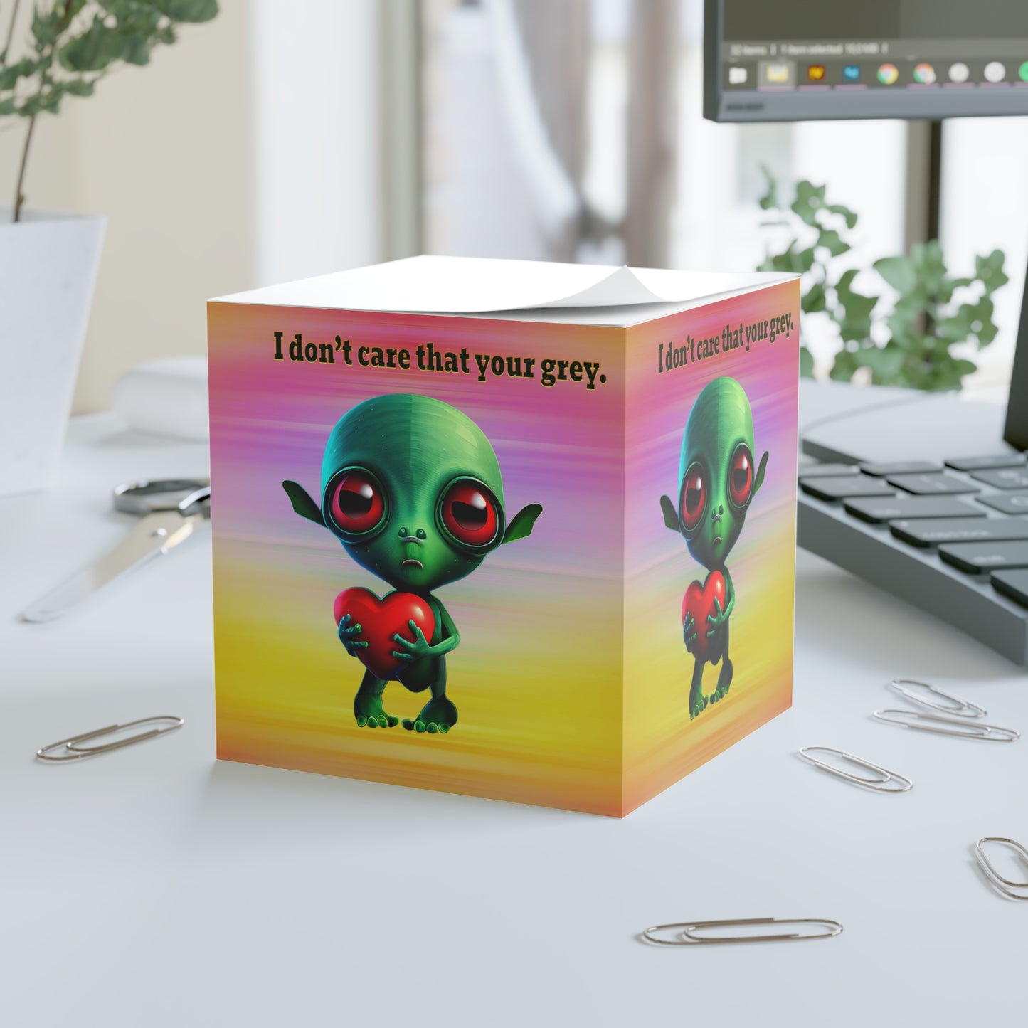 I don't care that your grey - note cube (color blur)