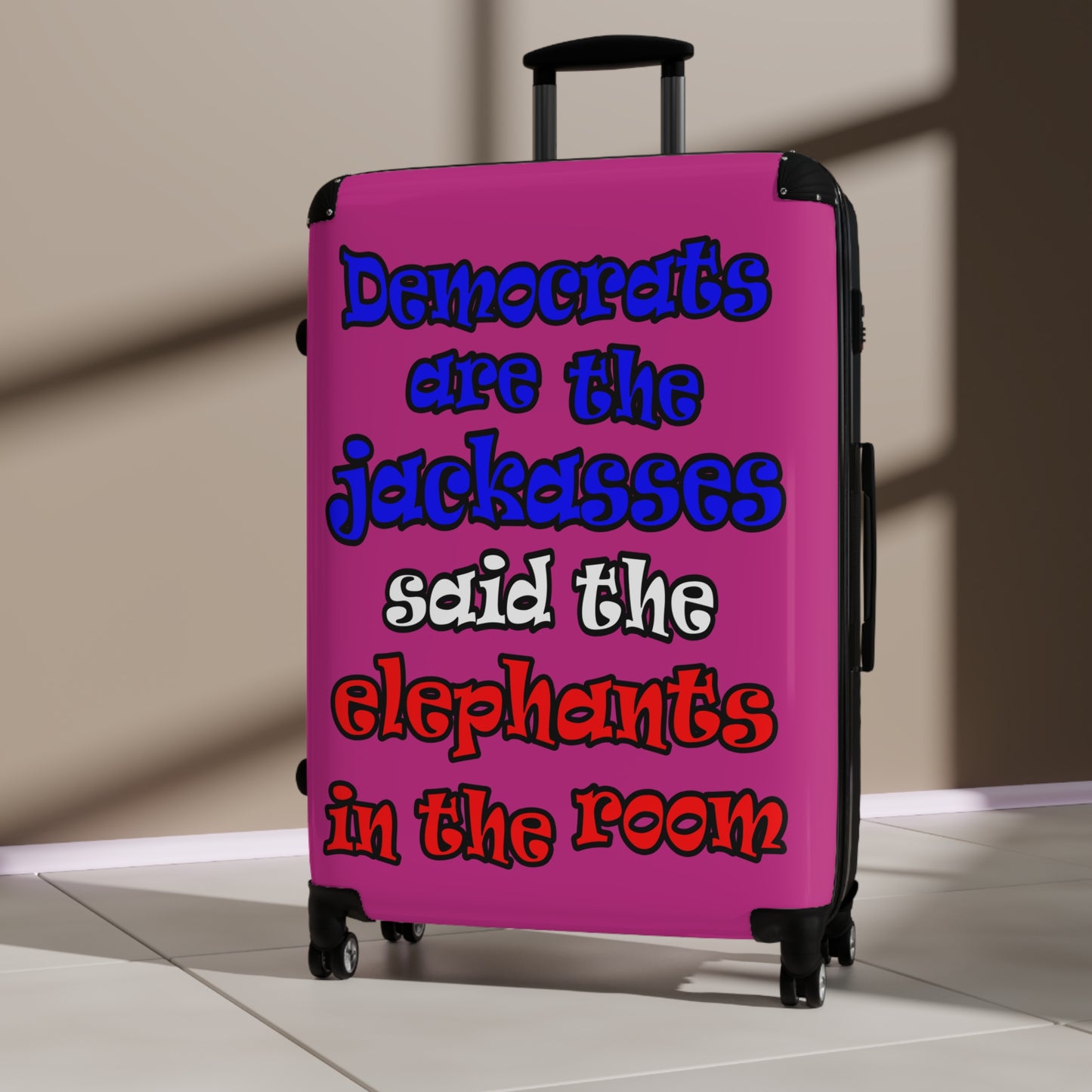 donkeys and elephants - Suitcase (pink)