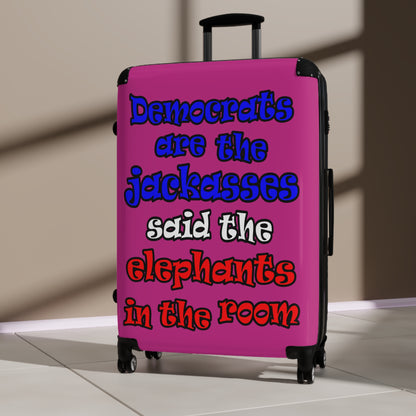 donkeys and elephants - Suitcase (pink)