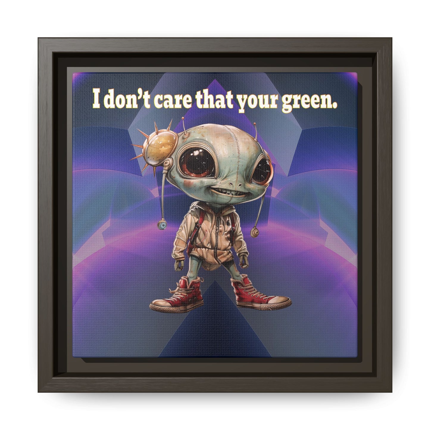 I don't care that your green - framed canvas art (grey-pink wave)