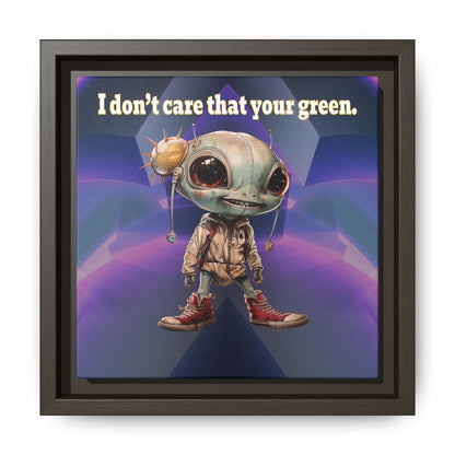 I don't care that your green - framed canvas art (grey-pink wave)