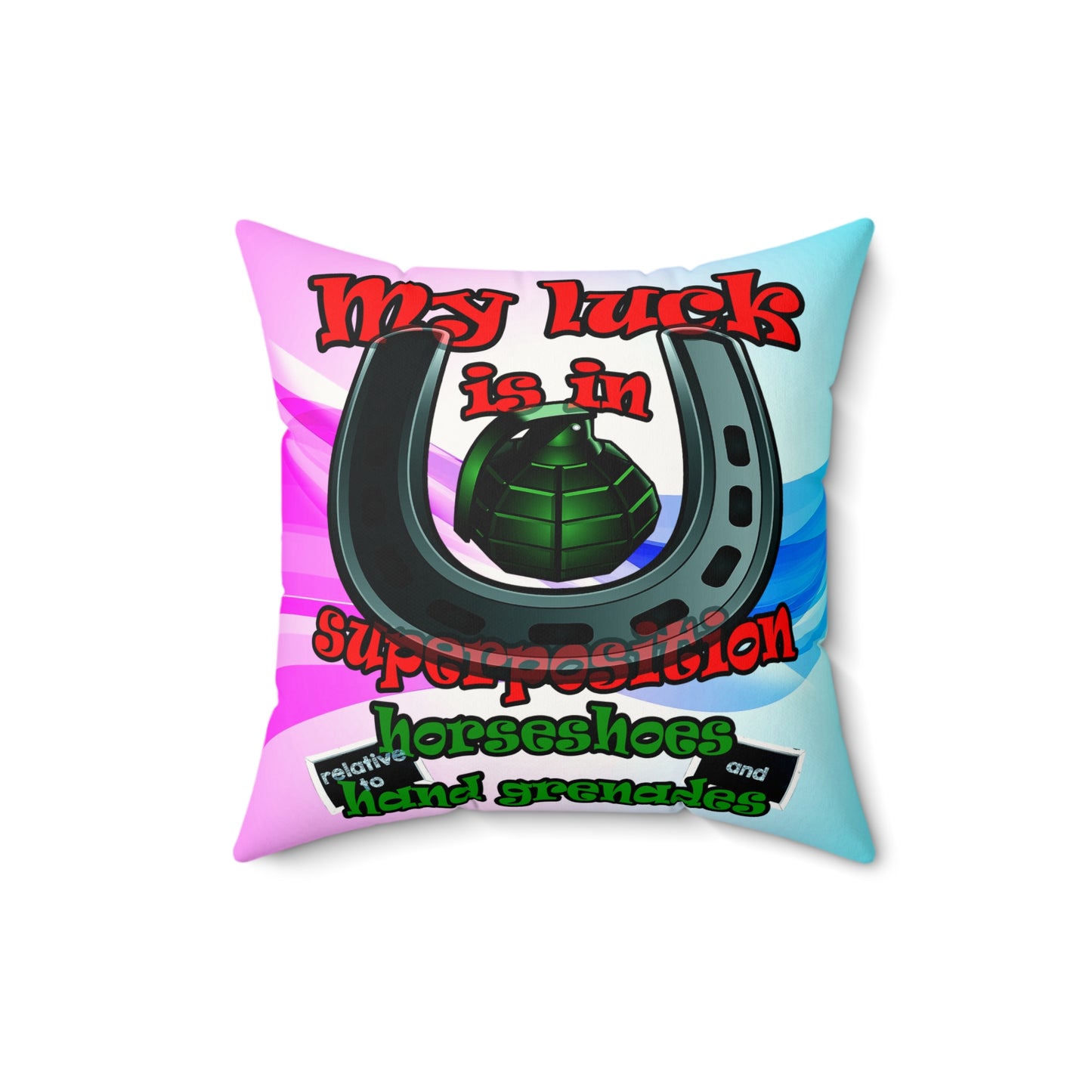 my luck - Faux Suede Square Pillow - (light blue-pink wave)