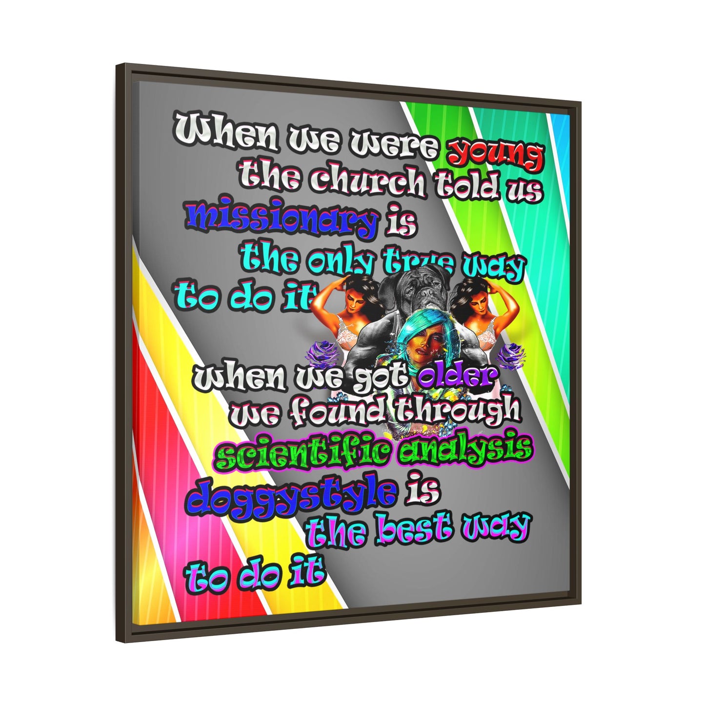 doggystyle - framed canvas art (rainbow split)