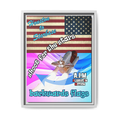 shoot for the stars - framed canvas art (light blue-pink wave)