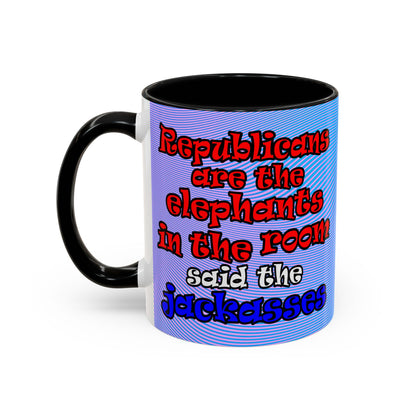 donkeys and elephants - Accent Mug (light blue-purple wave)