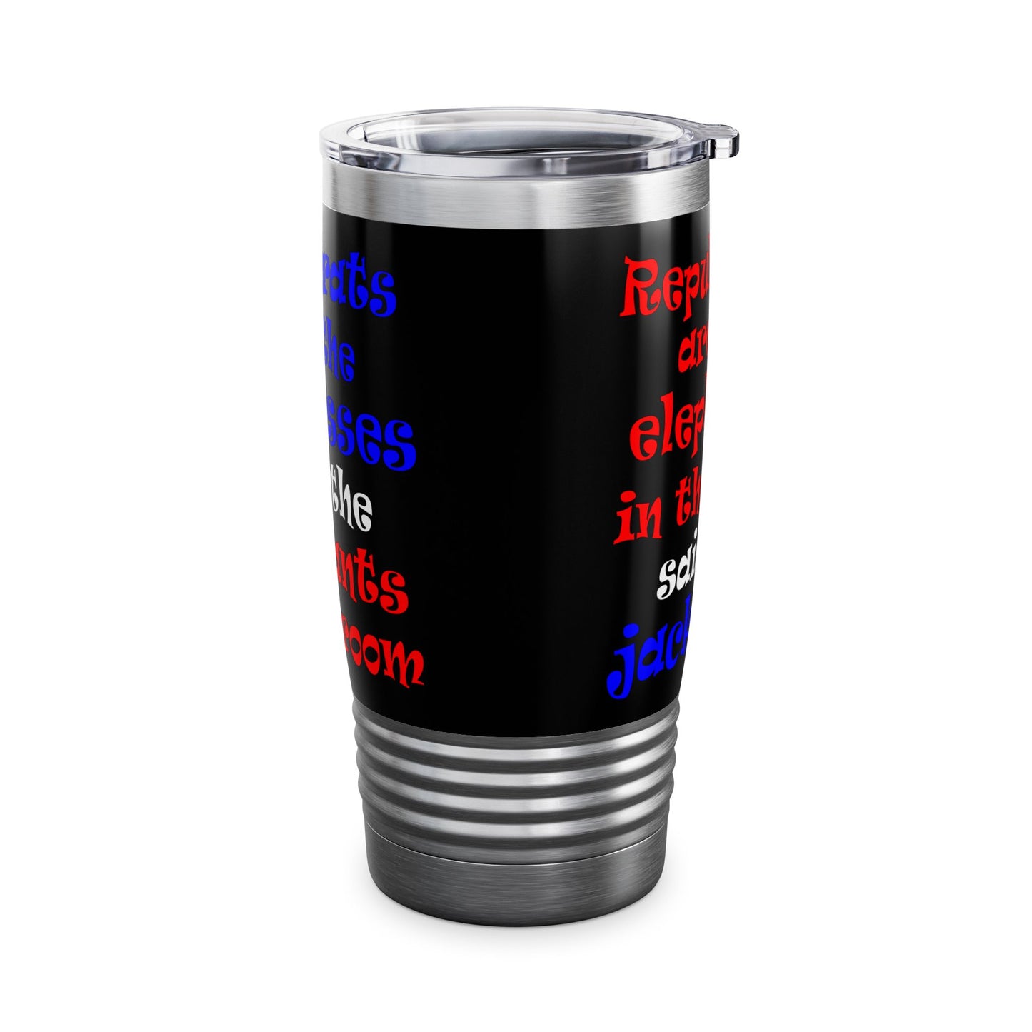donkeys and elephants - Ringneck Tumbler, 20oz (black)
