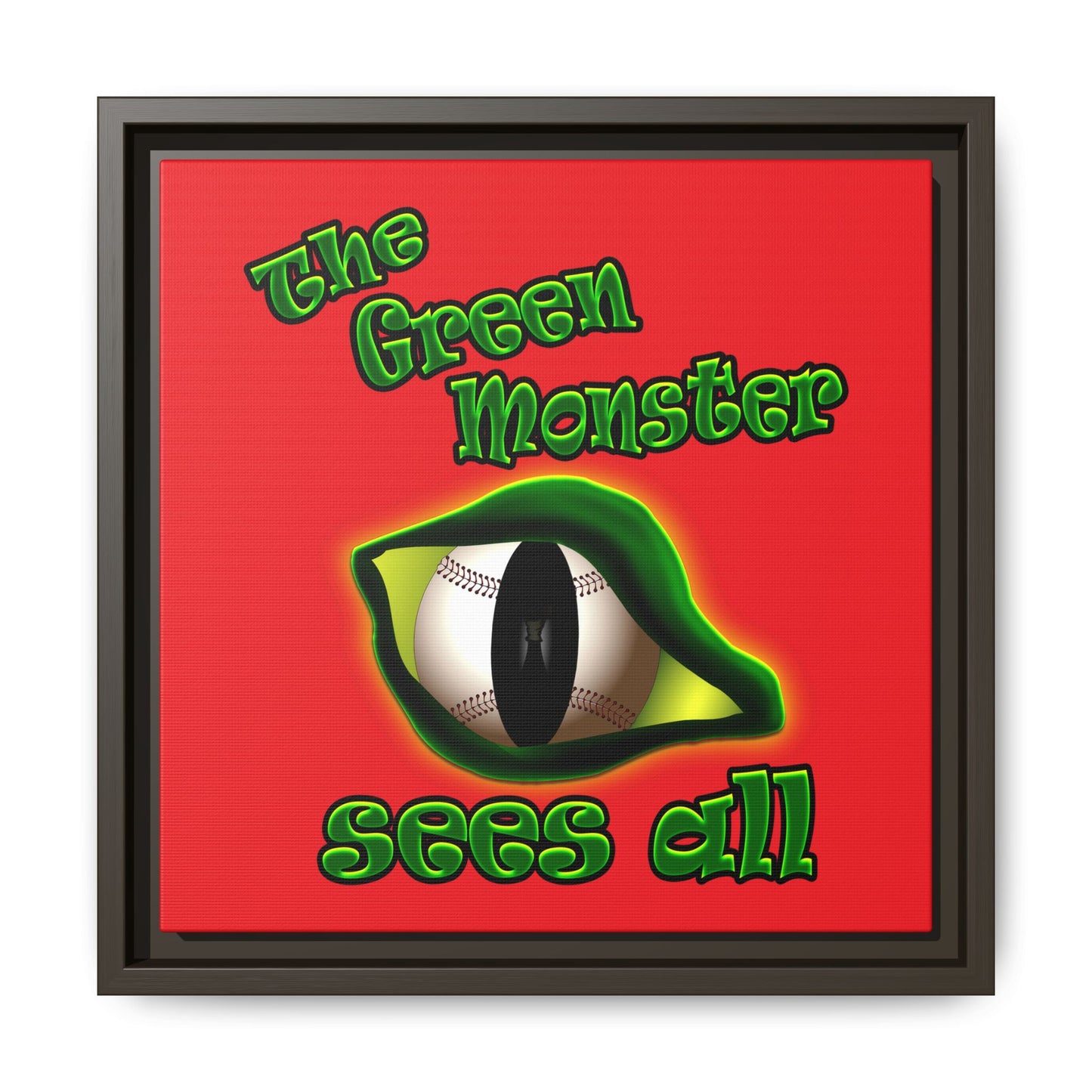 green monster - framed canvas art (red)