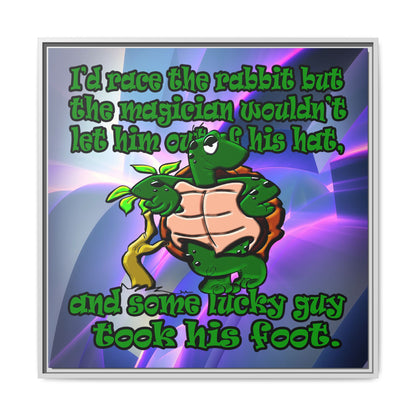 turtle race - framed canvas art (grey-pink wave)