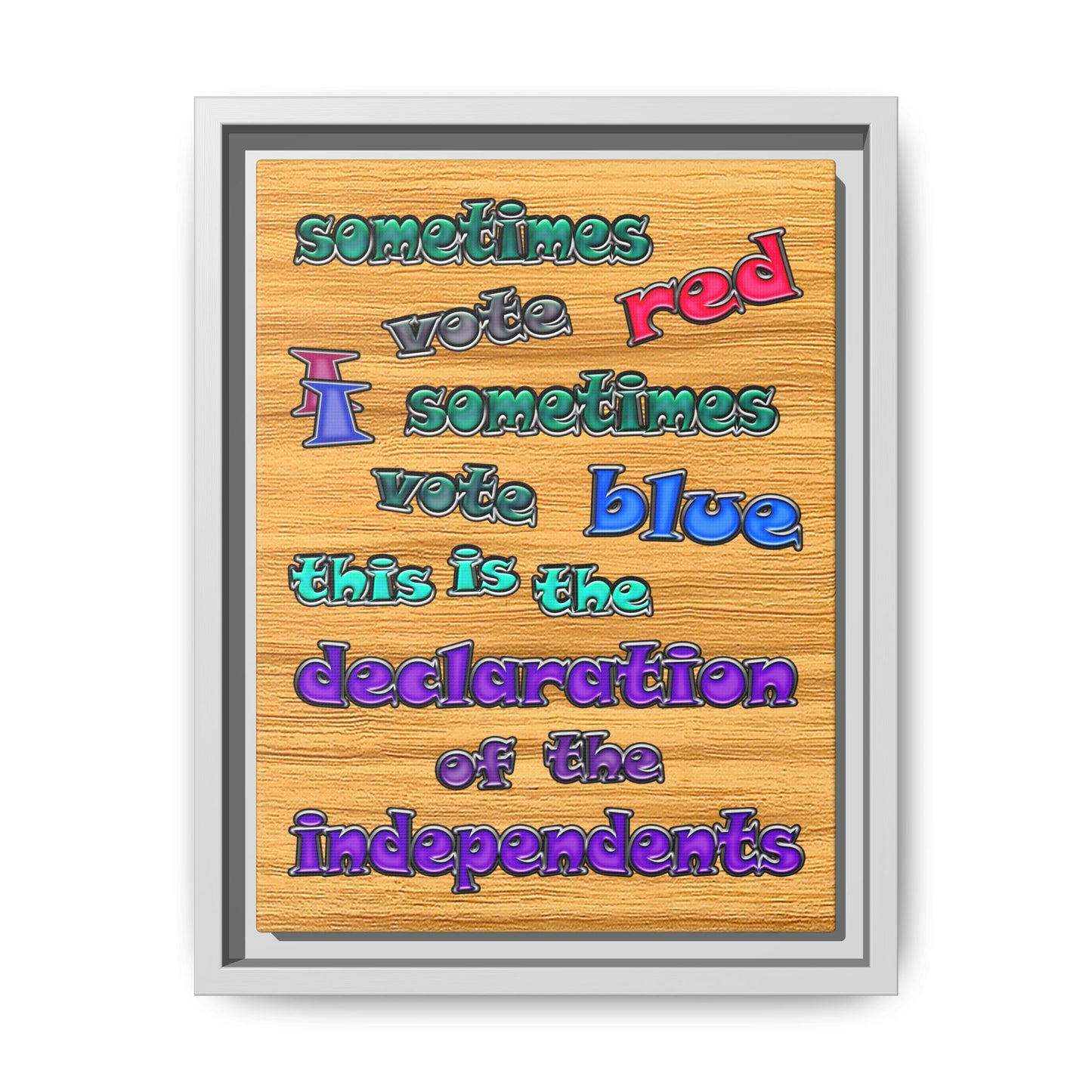declaration of the independents - framed canvas art (butterscotch wood finish)