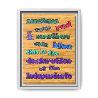 declaration of the independents - framed canvas art (butterscotch wood finish)