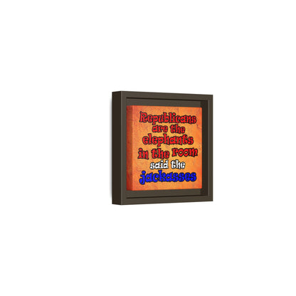 donkeys and elephants - framed canvas art (burnt orange)