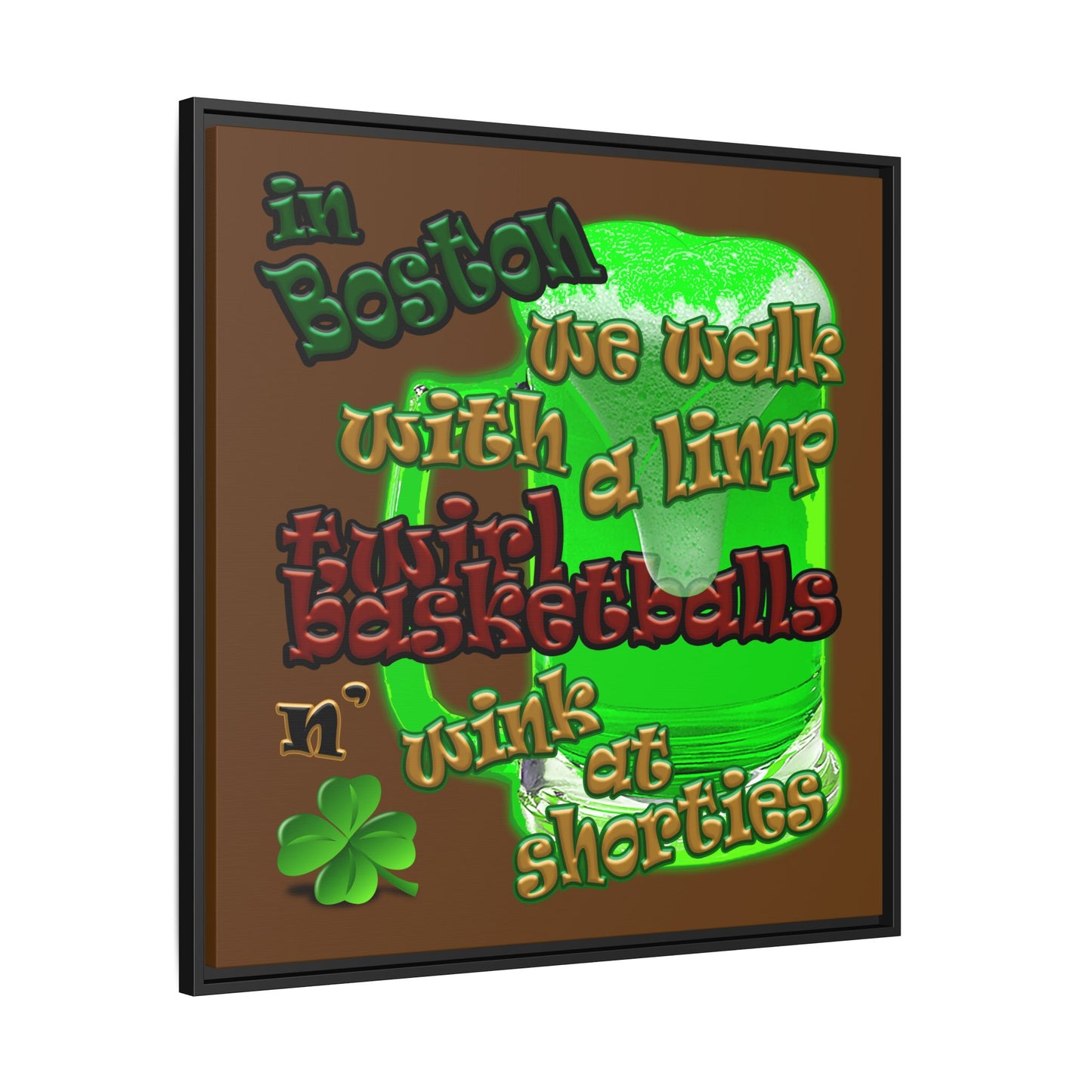 celtics logo - framed canvas art (brown)
