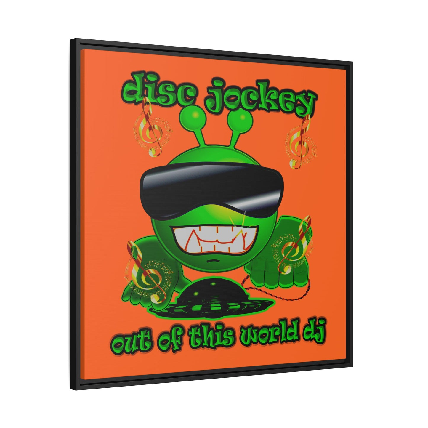 disc jockey - framed canvas art (orange)