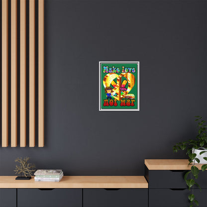 love peace - framed canvas art (dark green)