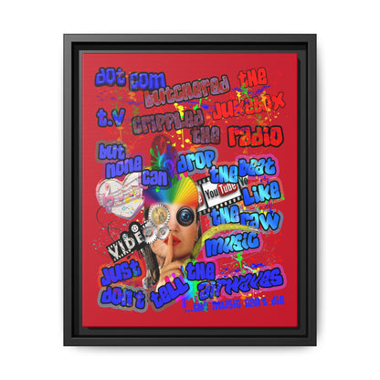 drop the beat - framed canvas art (dark red)