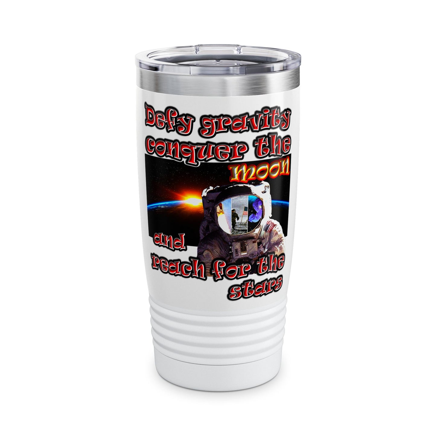 defy conquer reach - Ringneck Tumbler, 20oz (white)