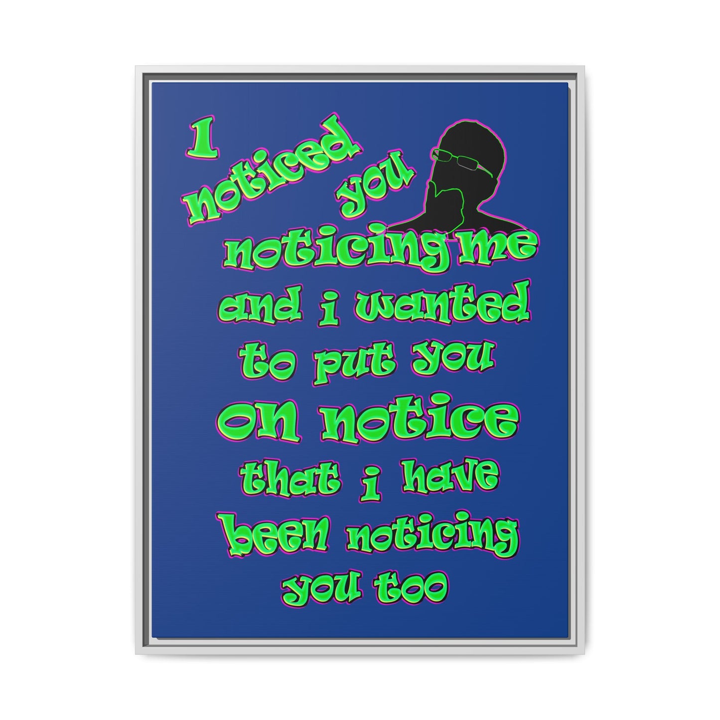 noticed you noticing - framed canvas art (dark blue)