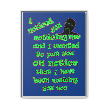 noticed you noticing - framed canvas art (dark blue)