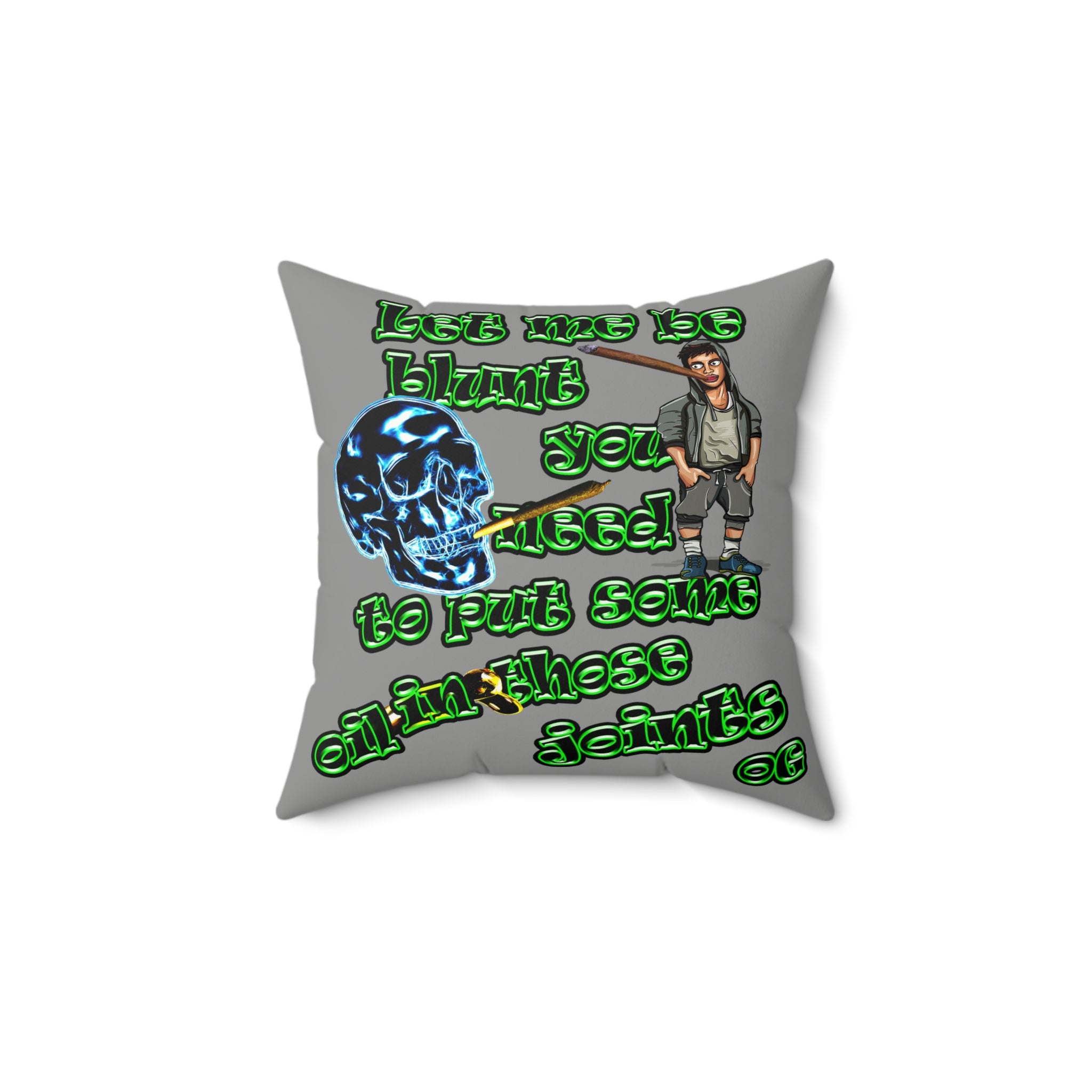 og - Faux Suede Square Pillow - (grey)