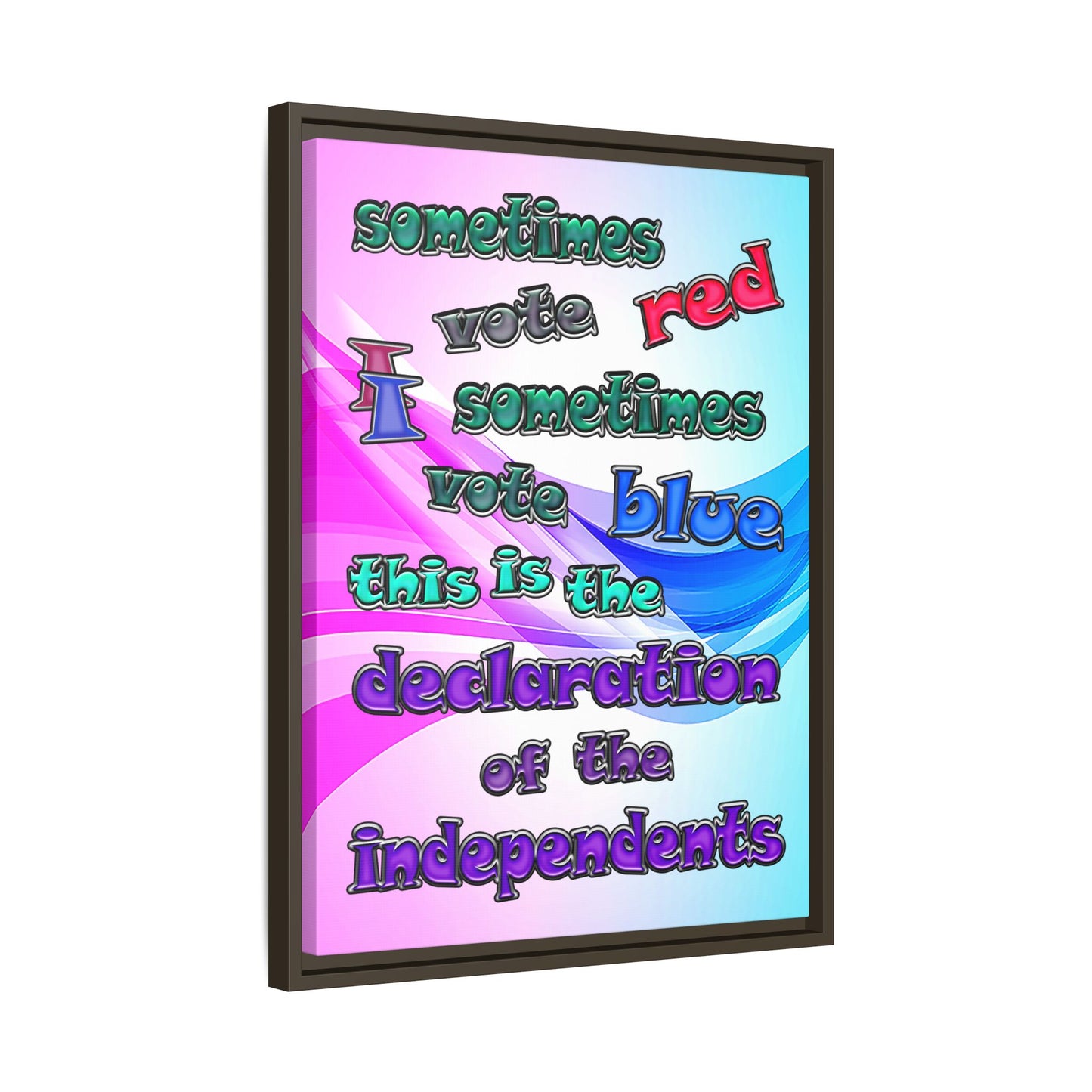 declaration of the independents - framed canvas art (light blue-pink wave)