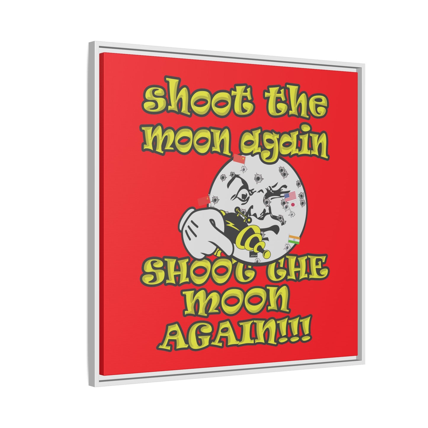 shoot the moon again - framed canvas art (red)