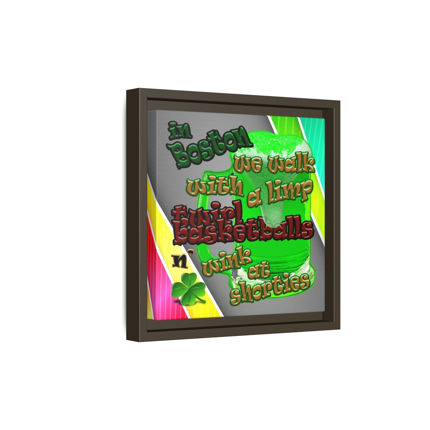 celtics logo - framed canvas art (rainbow split)