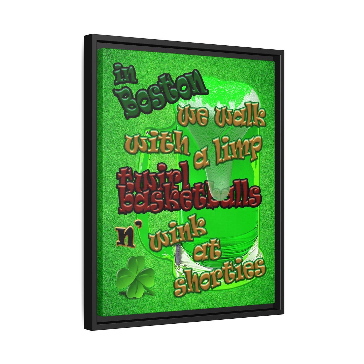 celtics logo - framed canvas art (green turf)