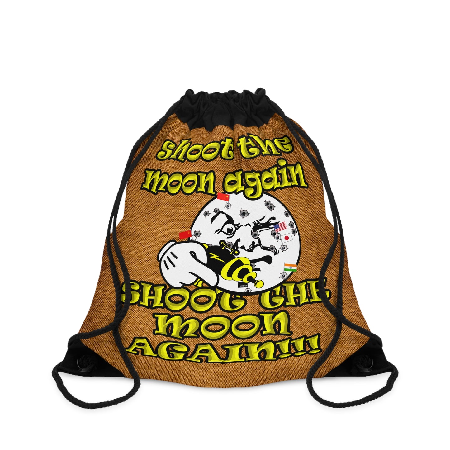 shoot the moon again - Drawstring Bag (dichromatic brown papyrus)