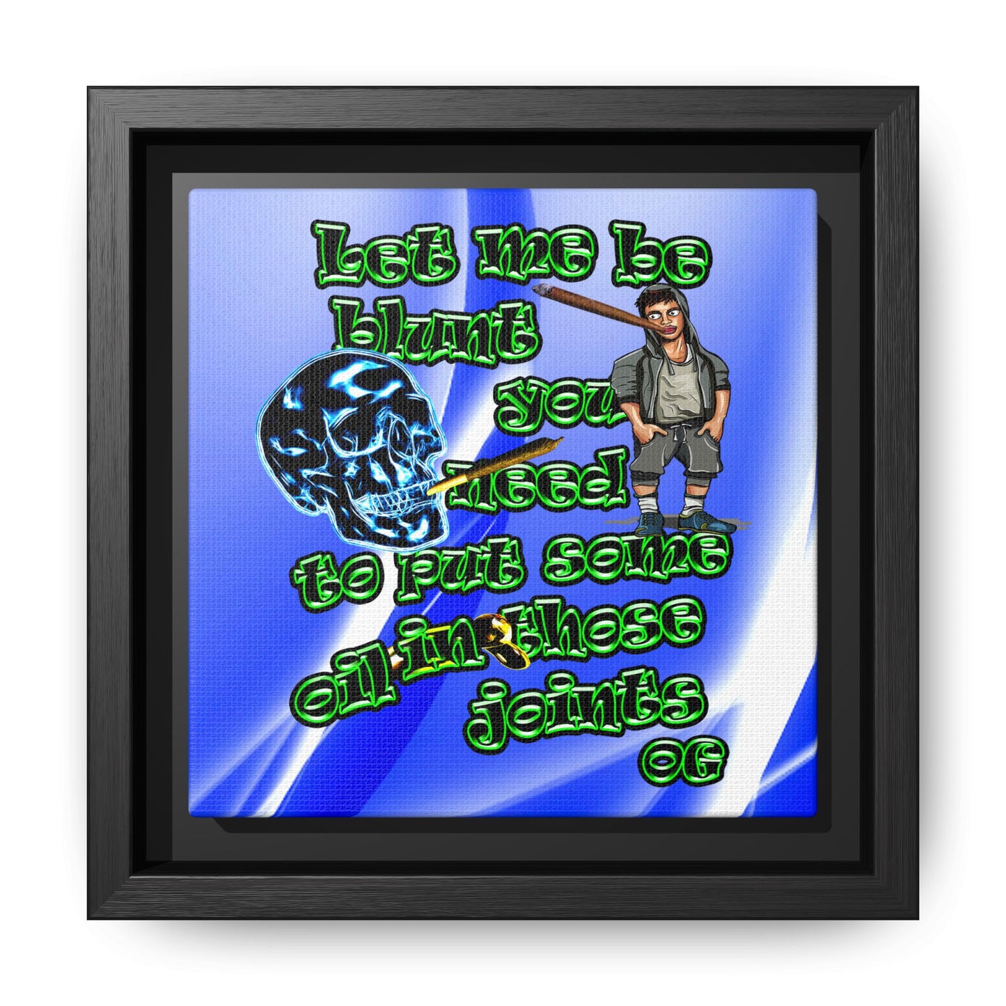 og - framed canvas art (blue-white wave)
