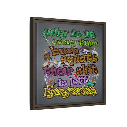 the bum's shit - framed canvas art (grey-light grey)